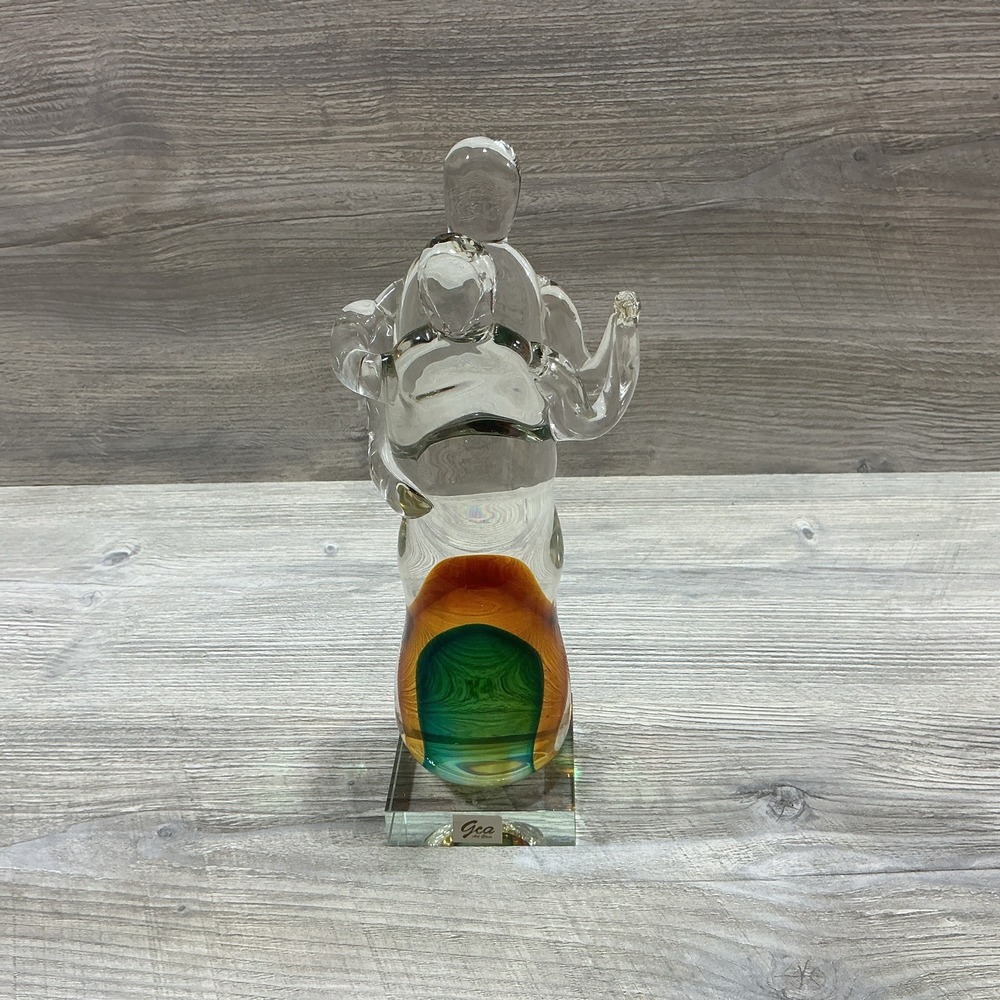 Vintage Glass Figural Sculpture GCA Dancing Clear Green Amber Art Glass Bubbles